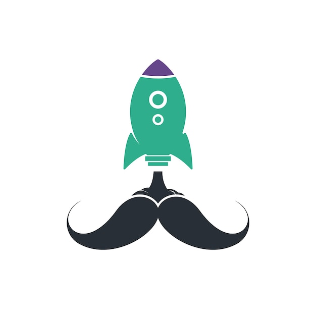 Plantilla de diseño de logotipo de vector de cohete de bigote
