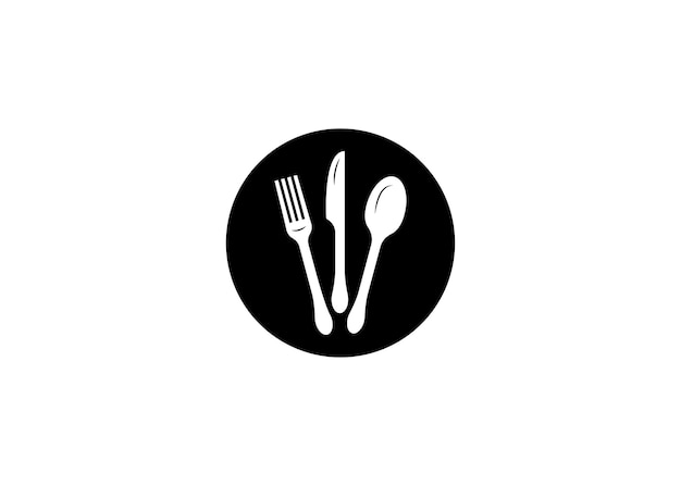Plantilla de diseño de logotipo de vector de cuchara, tenedor y cuchillo mínimo
