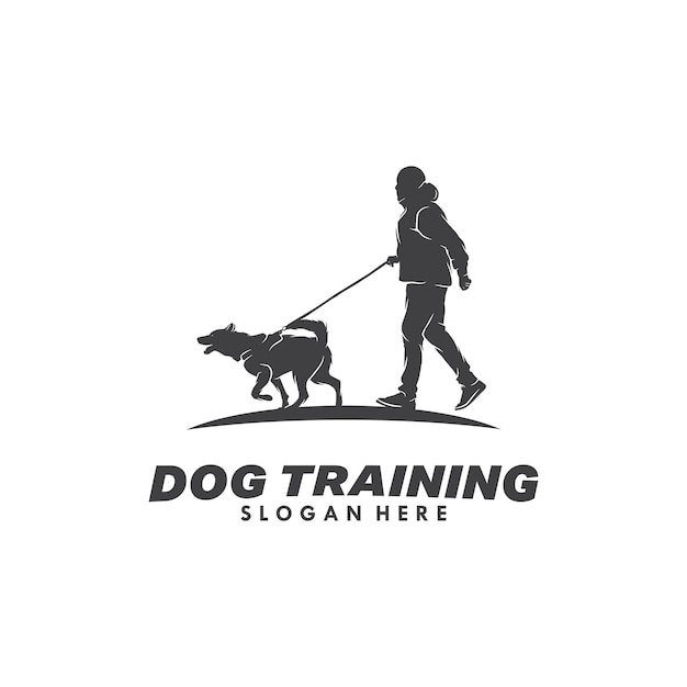 plantilla de diseño del logotipo del vector de entrenamiento de perros