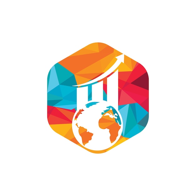 Plantilla de diseño de logotipo de vector de estadísticas mundiales Concepto de diseño de logotipo de finanzas mundiales