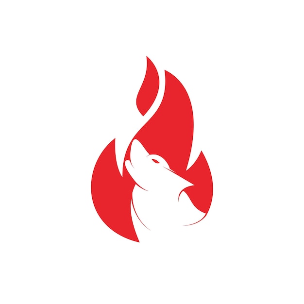 Plantilla de diseño de logotipo de vector de fuego de lobo