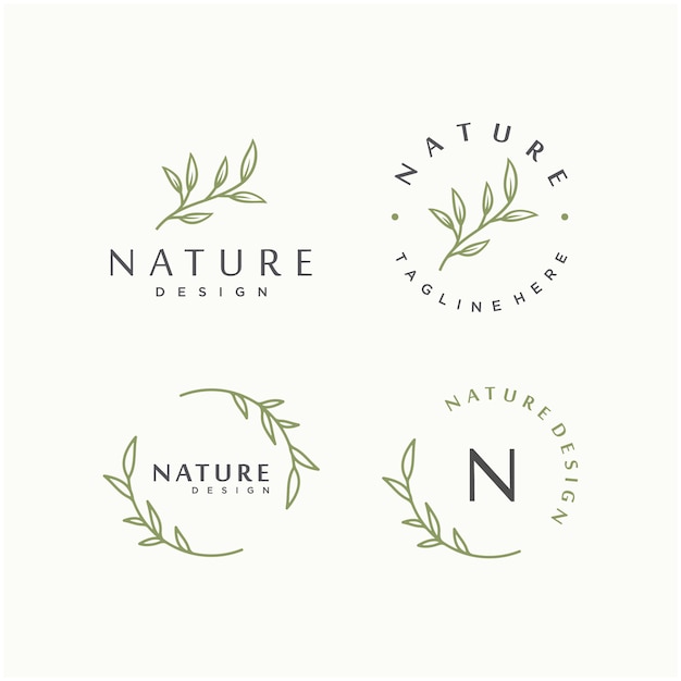 Vector plantilla de diseño de logotipo de vector de hoja de naturaleza