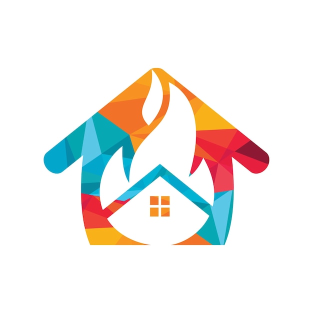 Plantilla de diseño de logotipo de vector de incendio de casa
