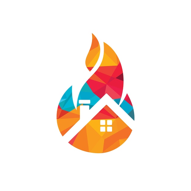 Plantilla de diseño de logotipo de vector de incendio de casa