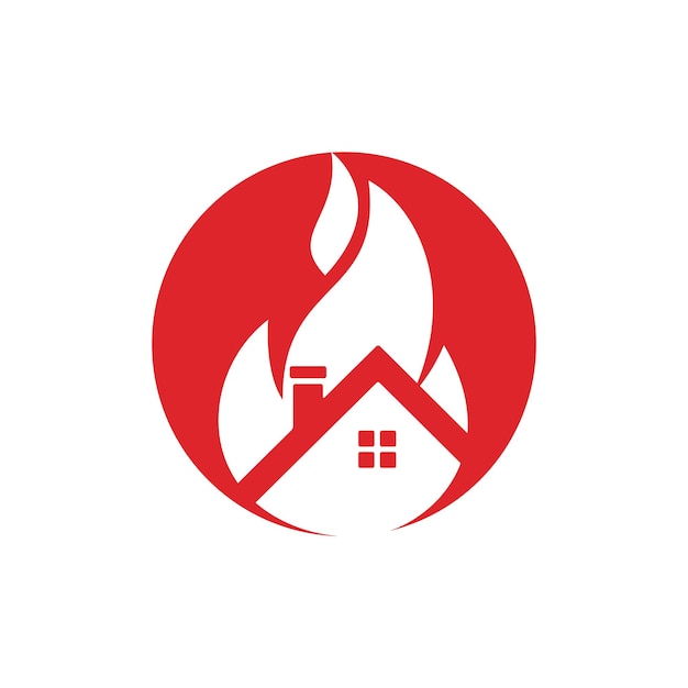 Plantilla de diseño de logotipo de vector de incendio de casa