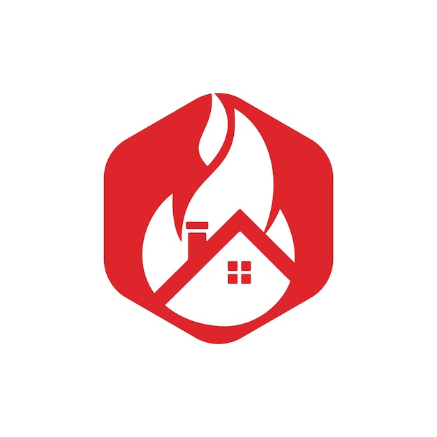 Plantilla de diseño de logotipo de vector de incendio de casa