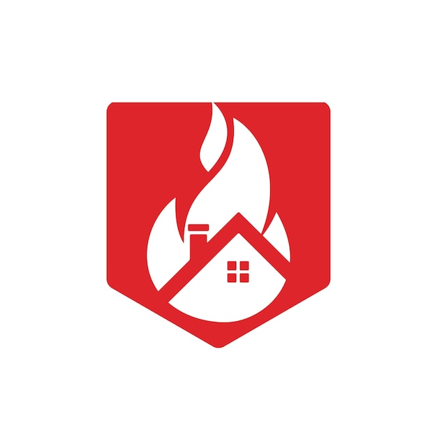 Plantilla de diseño de logotipo de vector de incendio de casa