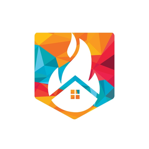 Plantilla de diseño de logotipo de vector de incendio de casa