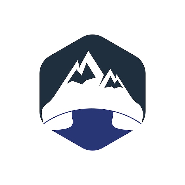 Plantilla de diseño de logotipo de vector de llamada de montaña Teléfono con diseño de logotipo de icono de montaña