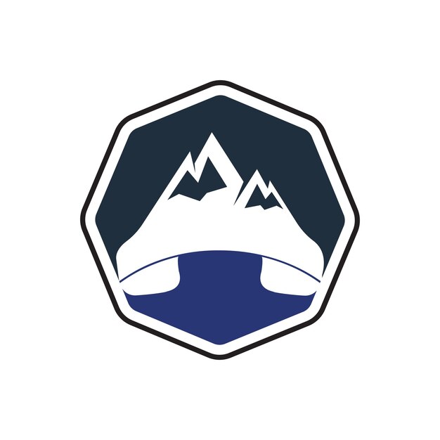 Plantilla de diseño de logotipo de vector de llamada de montaña Teléfono con diseño de logotipo de icono de montaña