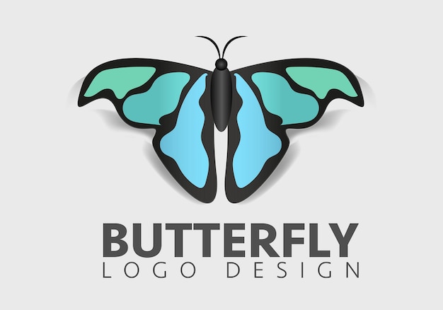 Plantilla de diseño de logotipo de vector de mariposa hermosa simple alas abiertas desde la vista superior