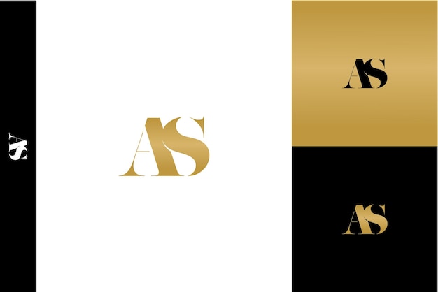 Plantilla de diseño de logotipo de vector minimalista de monograma de icono de letras AS de lujo