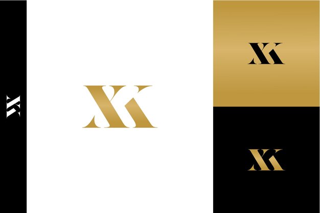 Plantilla de diseño de logotipo de vector minimalista de monograma de icono de letras XK de lujo