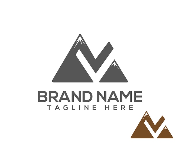 plantilla de diseño del logotipo de Vector Monogram Geometric V NV Mountain