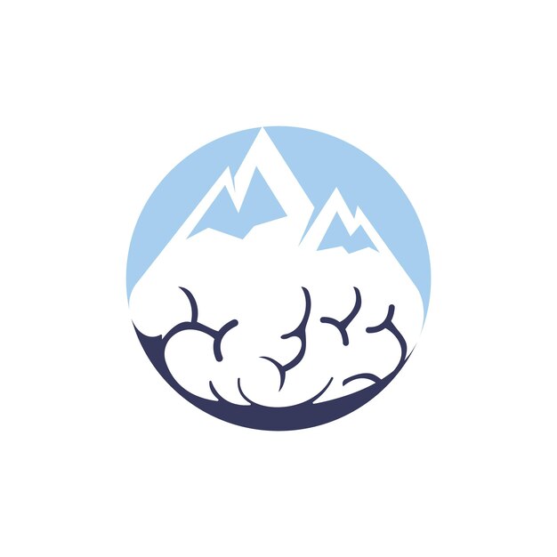 Plantilla de diseño de logotipo de vector de montaña cerebral
