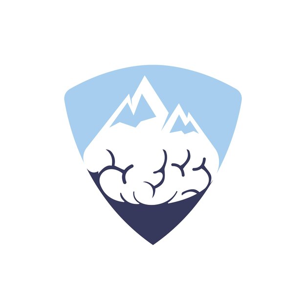 Plantilla de diseño de logotipo de vector de montaña cerebral