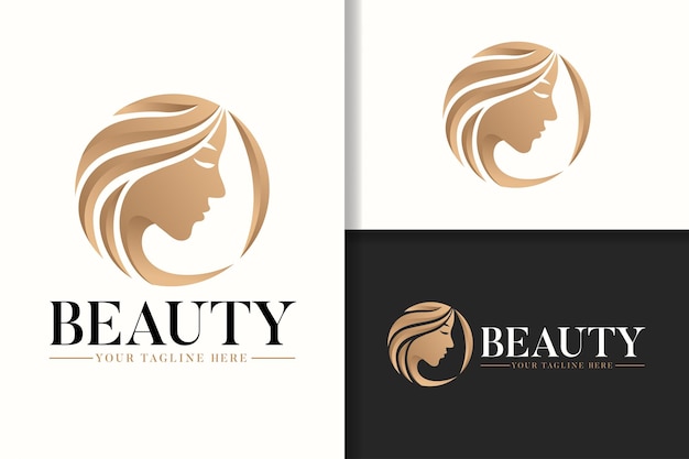 Plantilla de diseño de logotipo de vector de oro de belleza de mujer femenina