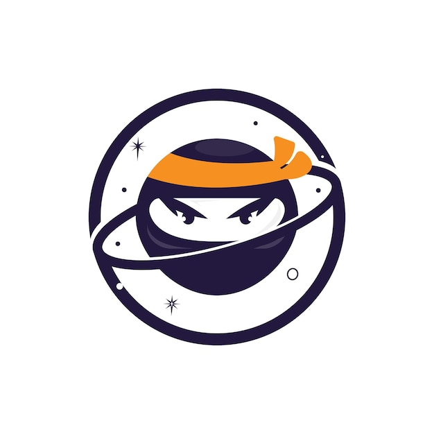 Plantilla de diseño de logotipo de vector de planeta ninja