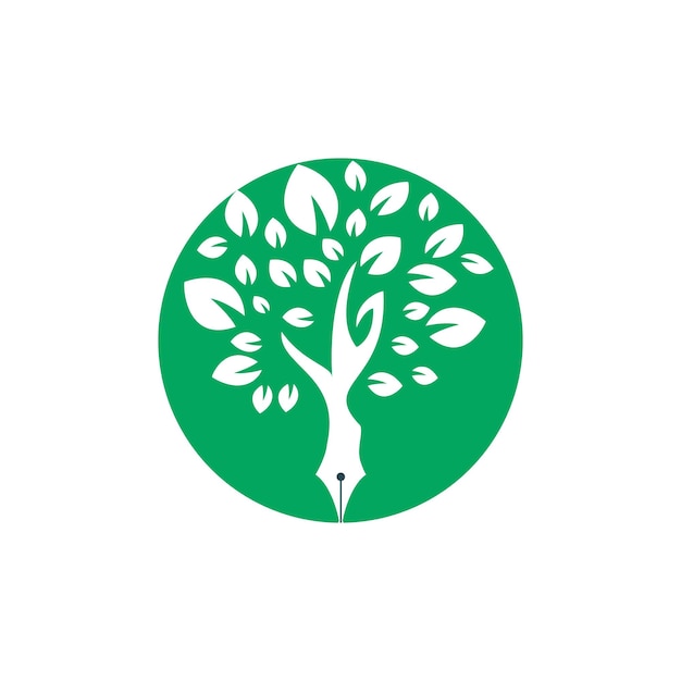 Plantilla de diseño de logotipo de vector de pluma de árbol