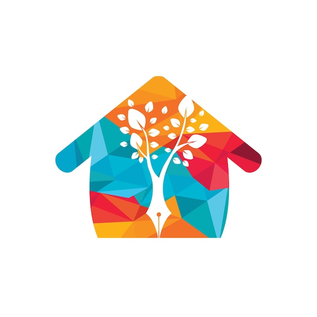 Plantilla de diseño de logotipo de vector de pluma de árbol