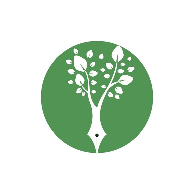 Plantilla de diseño de logotipo de vector de pluma de árbol