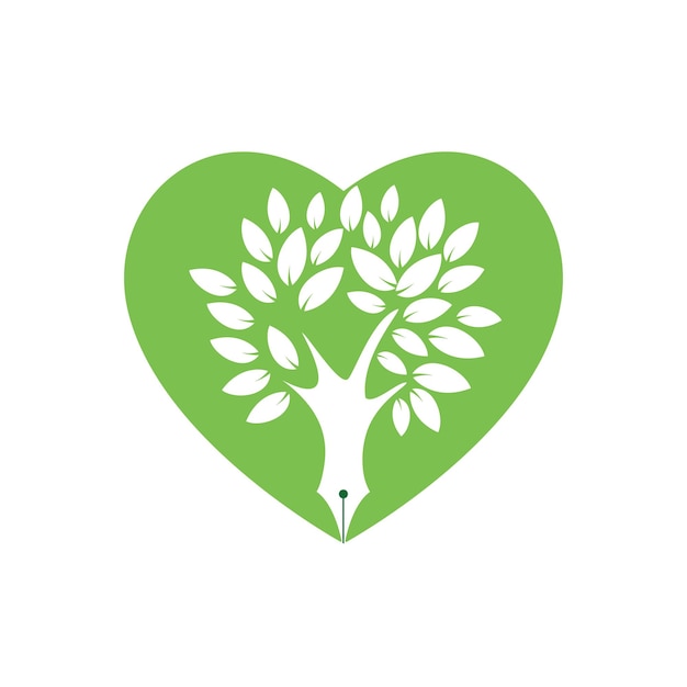 Plantilla de diseño de logotipo de vector de pluma de árbol
