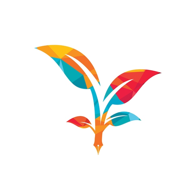 Plantilla de diseño de logotipo de vector de pluma de árbol