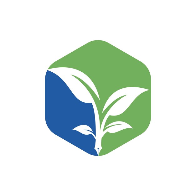 Plantilla de diseño de logotipo de vector de pluma de árbol