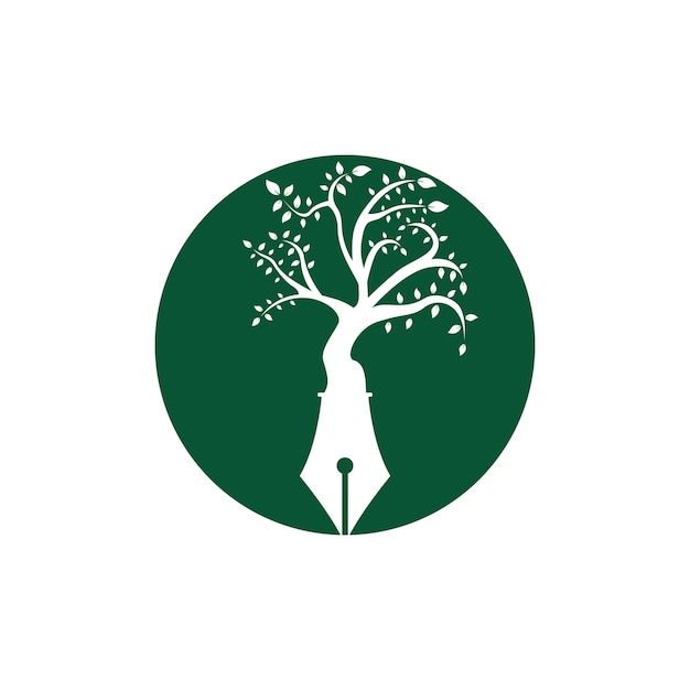 Plantilla de diseño de logotipo de vector de pluma de árbol