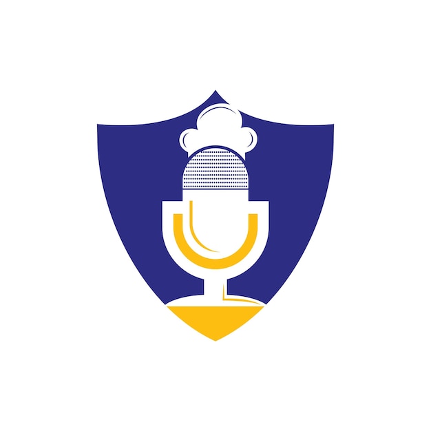 Plantilla de diseño de logotipo de vector de podcast de chef