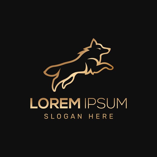 plantilla de diseño del logotipo del vector de salto de lobo