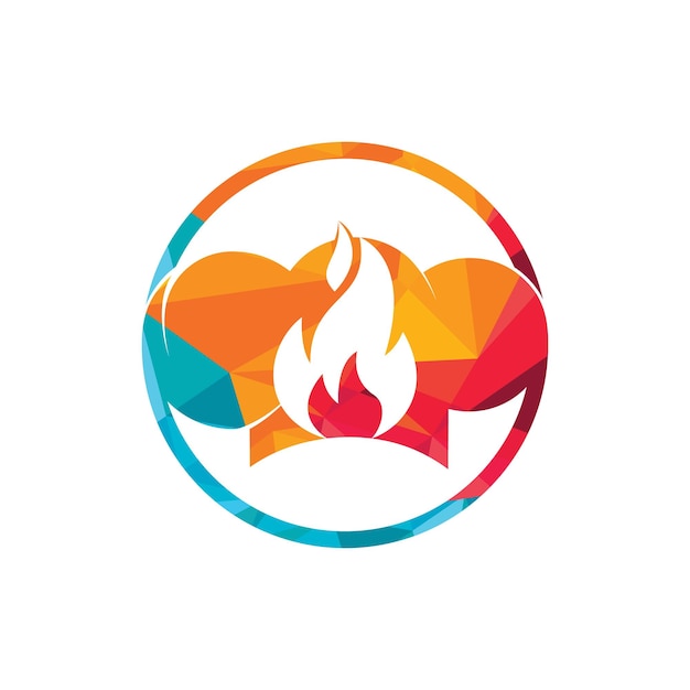 Plantilla de diseño de logotipo de vector de sombrero de chef caliente Logotipo de icono de sombrero y fuego de chef