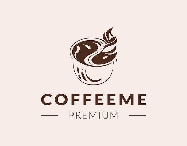 Plantilla de diseño de logotipo de vector de taza de café Logotipo de cafetería premium
