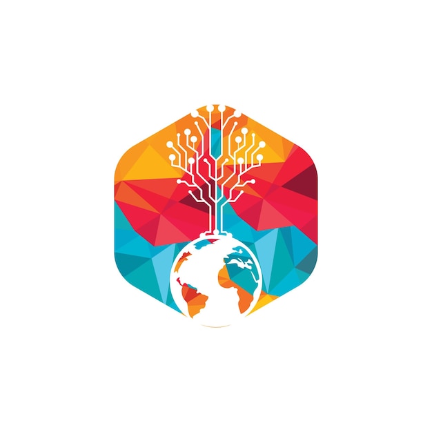 Plantilla de diseño de logotipo de vector de tecnología mundial