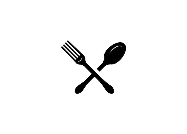 Plantilla de diseño de logotipo de vector de tenedor y cuchara mínimo