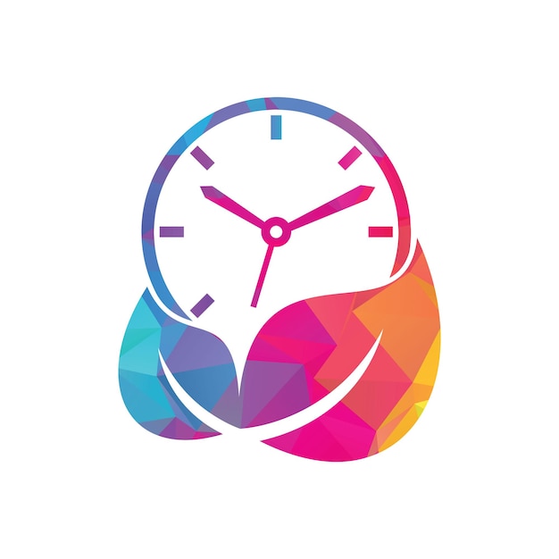 Plantilla de diseño de logotipo de vector de tiempo de naturaleza Concepto de logotipo de tiempo de energía y tiempo de dieta
