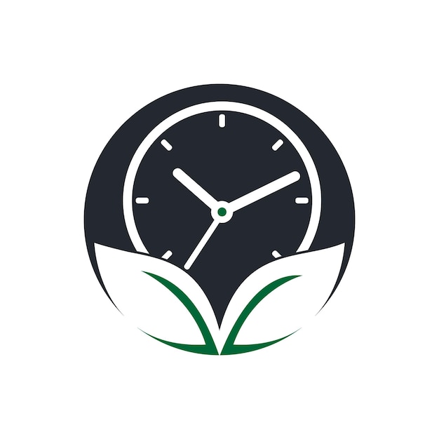 Plantilla de diseño de logotipo de vector de tiempo de naturaleza Concepto de logotipo de tiempo de energía y tiempo de dieta