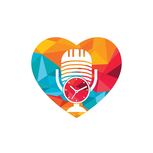 Plantilla de diseño de logotipo de vector de tiempo de podcast