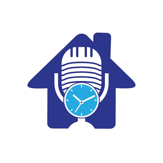 Plantilla de diseño de logotipo de vector de tiempo de podcast