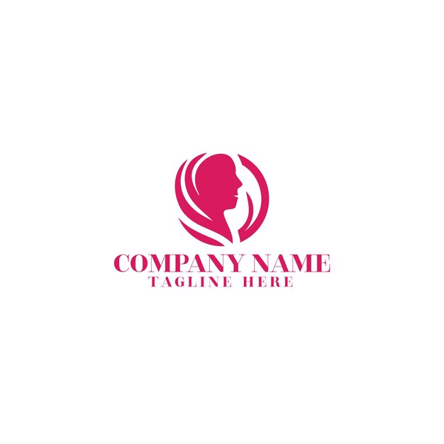 Plantilla de diseño de logotipo vectorial en cara de mujer de estilo lineal de moda