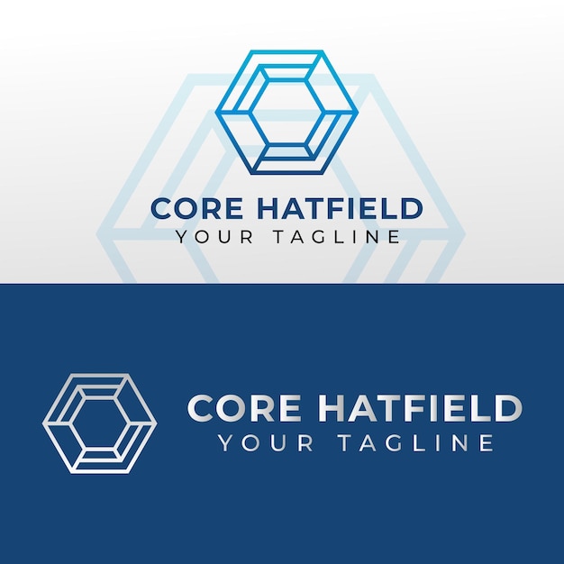 Plantilla de diseño de logotipo vectorial core hatfield. forma de bucle infinito, símbolo abstracto de tecnología empresarial.