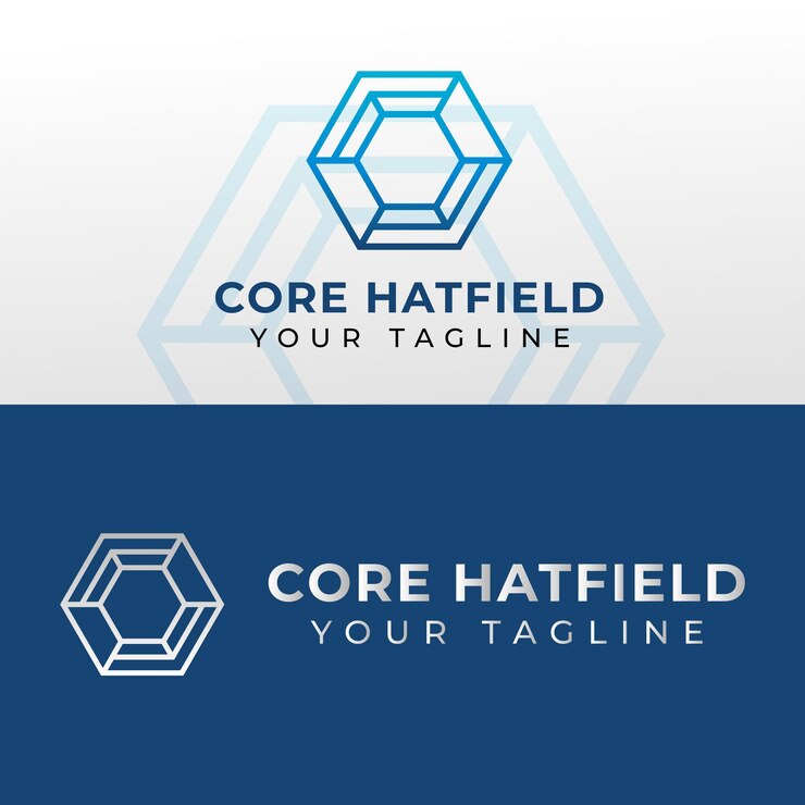 Vector plantilla de diseño de logotipo vectorial core hatfield. forma de bucle infinito, símbolo abstracto de tecnología empresarial.