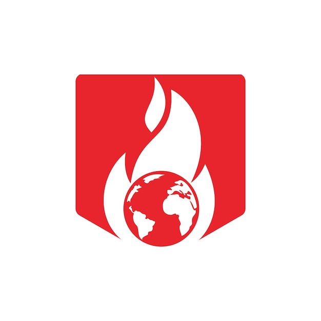 Plantilla de diseño de logotipo vectorial Fire Planet