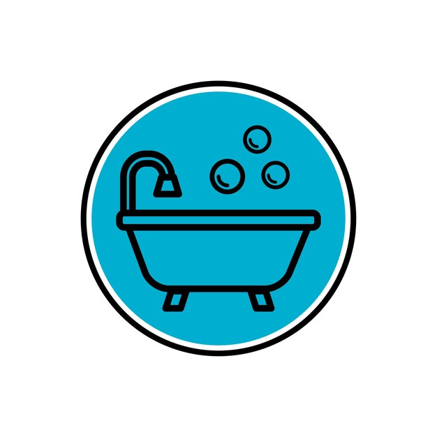 plantilla de diseño del logotipo vectorial del icono de la bañera de estilo plano