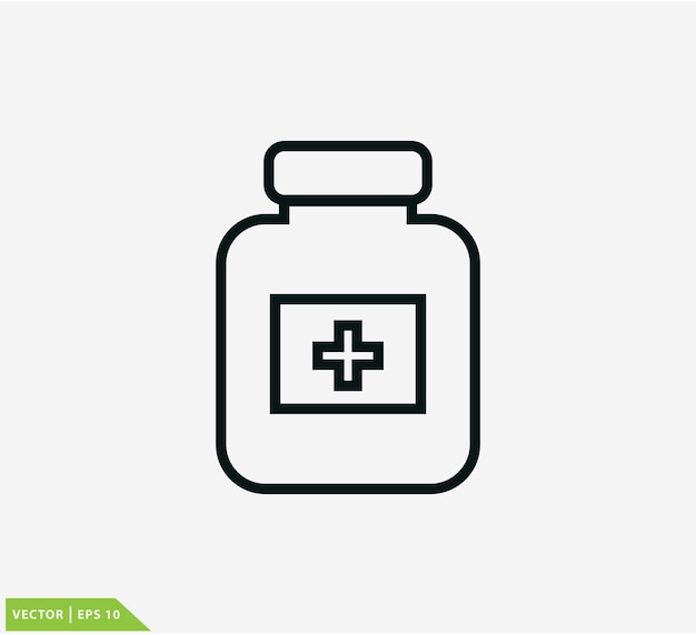 plantilla de diseño del logotipo vectorial del icono de la botella de la píldora