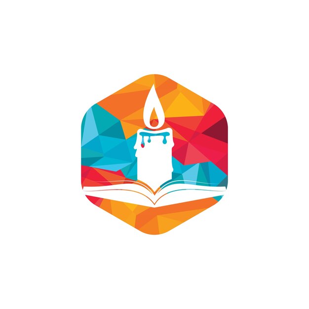 Plantilla de diseño de logotipo vectorial de libro y vela
