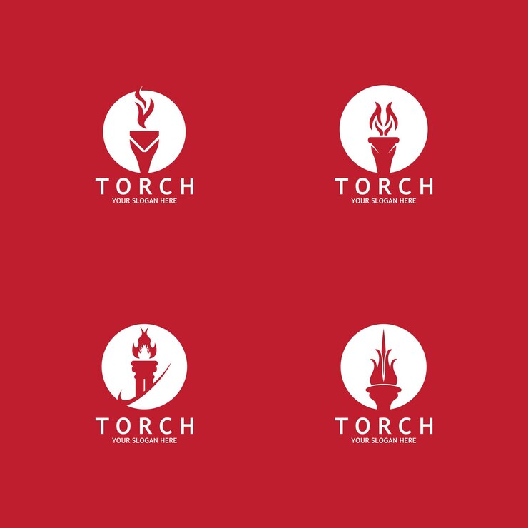 Vector plantilla de diseño de logotipo vectorial de luz de antorcha