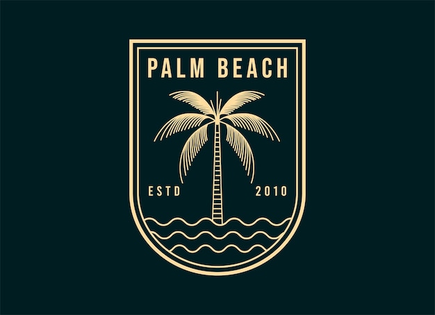 Plantilla de diseño de logotipo vectorial con palmera - Insignia y emblema abstractos de verano y vacaciones