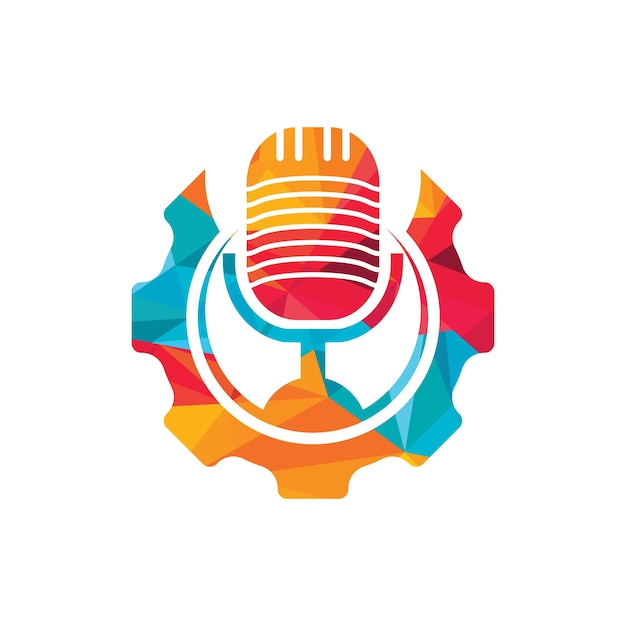 Plantilla de diseño de logotipo vectorial de podcast de Gear
