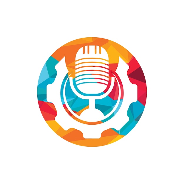 Plantilla de diseño de logotipo vectorial de podcast de Gear